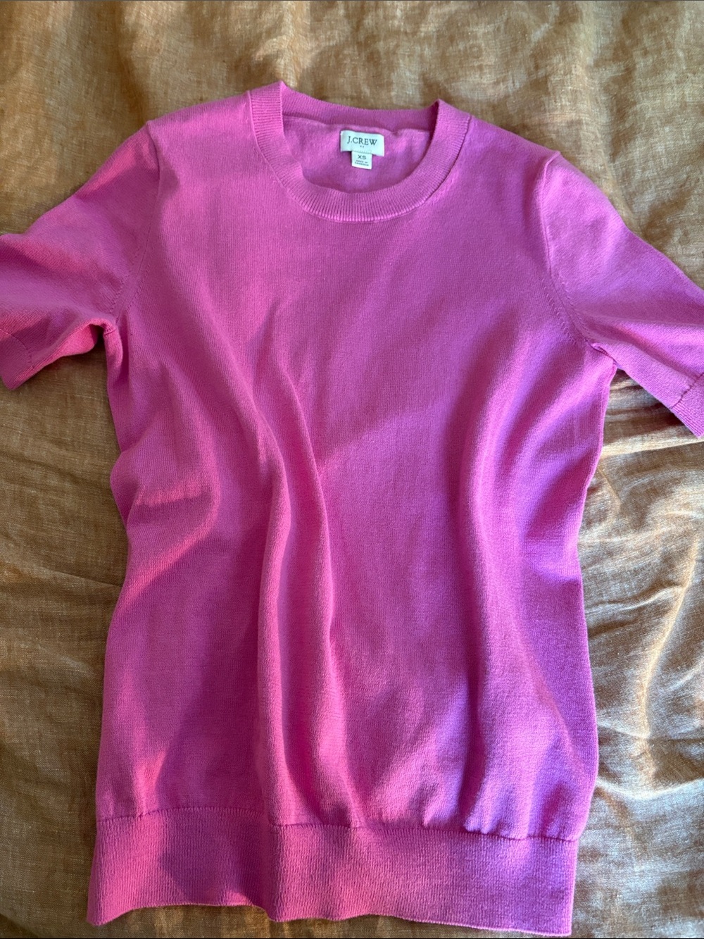J. Crew Factory Pink Short-Sleeve Crewneck Sweater